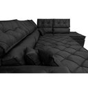 Ver imagem 4 de Sofá de Canto Retrátil e Reclinável Direito 3,00x2,36m Molas Cama inBox Espanha Velusoft Preto
