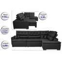 Ver imagem 2 de Sofá de Canto Retrátil e Reclinável Direito 3,00x2,36m Molas Cama inBox Espanha Velusoft Preto