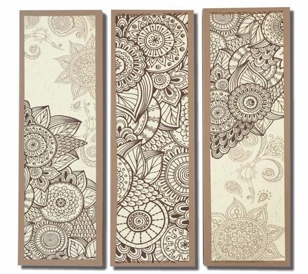 Quadros Decorativos Mandala Bege 3 Peças para Sala - 2