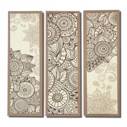 Quadros Decorativos Mandala Bege 3 Peças para Sala - 2