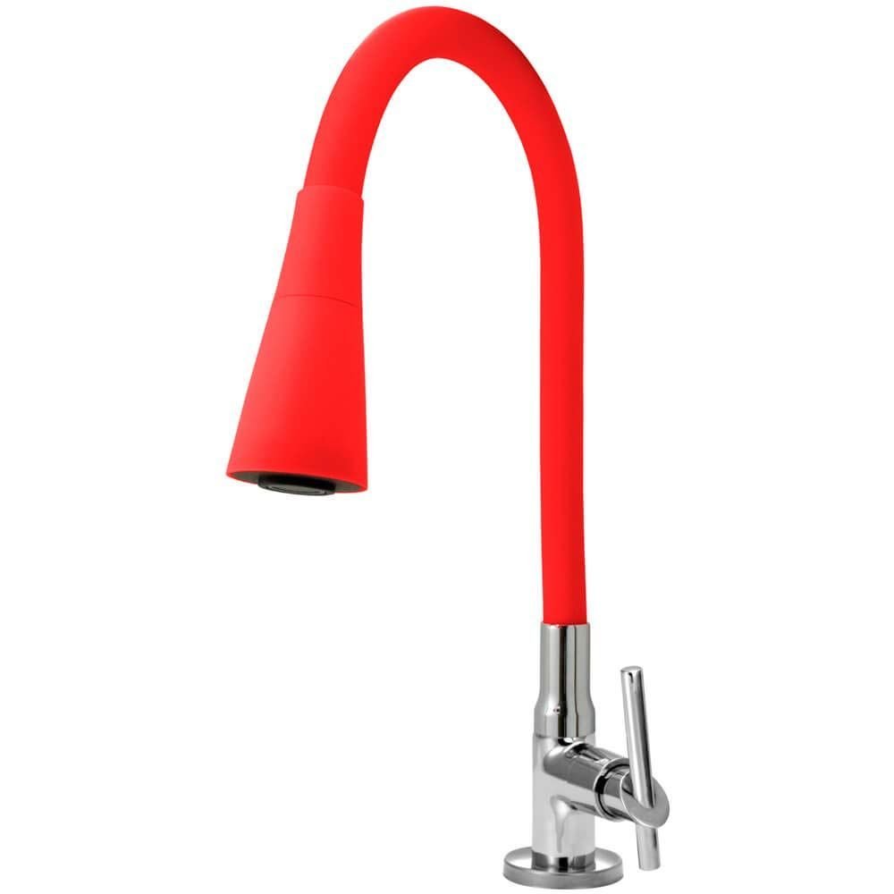 Torneira Gourmet Cozinha Flexível Cone 2 Jatos Vermelha Mesa C61 - 1