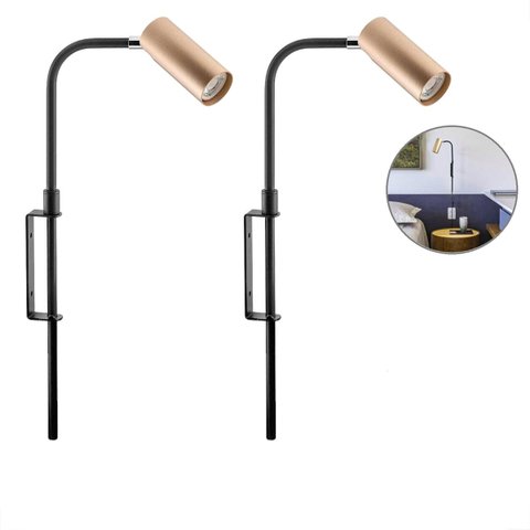 2 Arandela Interna Dourada Articulada Cabeceira Plug Lup86