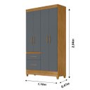 Ver imagem 2 de Guarda Roupa Madri 110cm 4 Portas Freijó Cinza Moval