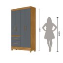 Ver imagem 3 de Guarda Roupa Madri 110cm 4 Portas Freijó Cinza Moval