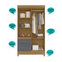 Ver imagem 4 de Guarda Roupa Madri 110cm 4 Portas Freijó Cinza Moval