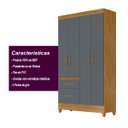 Ver imagem 5 de Guarda Roupa Madri 110cm 4 Portas Freijó Cinza Moval