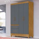 Ver imagem 1 de Guarda Roupa Madri 110cm 4 Portas Freijó Cinza Moval