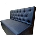 Ver imagem 2 de Poltrona Booth 1,10cm Cedro Azul com Rodapé, Capitone Costurado