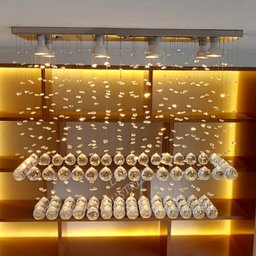 Lustre Plafon de Cristal Acrilico 30mm, Base Inox para Sala com 70cm de Altura - 3