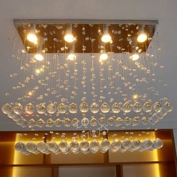 Lustre Plafon de Cristal Acrilico 30mm, Base Inox para Sala com 70cm de Altura - 5