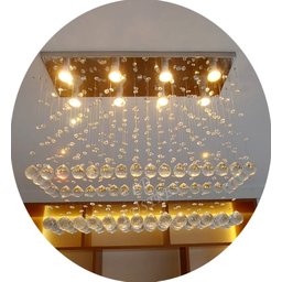 Lustre Plafon de Cristal Acrilico 30mm, Base Inox para Sala com 70cm de Altura - 2
