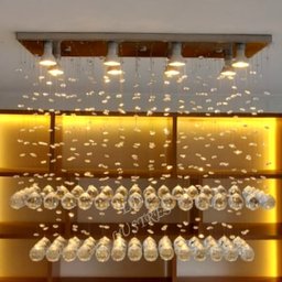 Lustre Plafon de Cristal Acrilico 30mm, Base Inox para Sala com 70cm de Altura - 4
