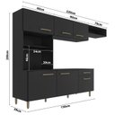 Ver imagem 3 de Cozinha Emilly 6 Portas 4 Gavetas c/Nichos Yescasa Preto