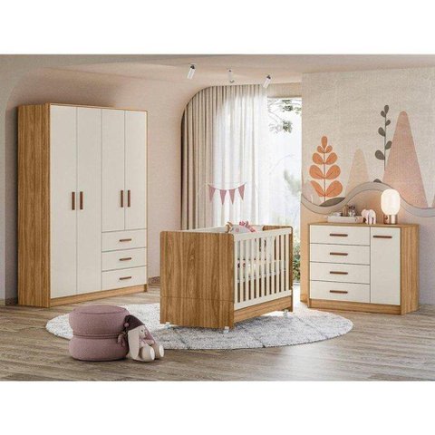 Quarto Infantil Pérola Cor Nature Off White - Peternella