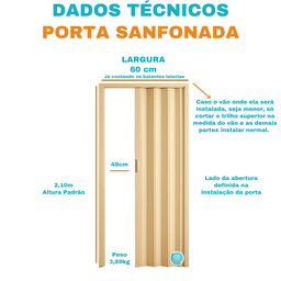 Porta Sanfonada Pvc 0,60x 210 Multilit Bege - 5