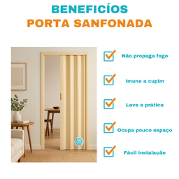 Porta Sanfonada Pvc 0,60x 210 Multilit Bege - 4