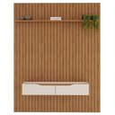 Ver imagem 5 de Painel para Tv 65 Pol Ripado com Bancada Suspensa 183x240cm Pratisk D04 Freijó/off White - Mpozenato