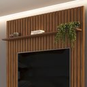 Ver imagem 6 de Painel para Tv 65 Pol Ripado com Bancada Suspensa 183x240cm Pratisk D04 Freijó/off White - Mpozenato