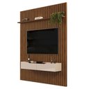 Ver imagem 1 de Painel para Tv 65 Pol Ripado com Bancada Suspensa 183x240cm Pratisk D04 Freijó/off White - Mpozenato
