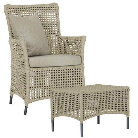 Poltrona e Mesa Igapó em Alumínio Preta Corda Náutica E7 Rami