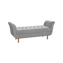 Ver imagem 4 de Recamier Pés Palito em Madeira Marajó 1,50m Capitonê Linho Cinza