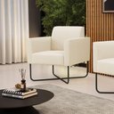 Ver imagem 5 de Poltrona Base X Industrial Preto Marisa Linho Bege A19 D03 - D\'rossi
