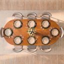 Ver imagem 2 de Conjunto de Jantar Mesa Oval Tali 210cm e 8 Cadeiras Ema CabeCasa MadeiraOriginals Marrom/Prata