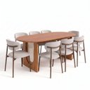 Ver imagem 3 de Conjunto de Jantar Mesa Oval Tali 210cm e 8 Cadeiras Ema CabeCasa MadeiraOriginals Marrom/Prata