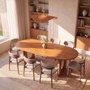 Ver imagem 1 de Conjunto de Jantar com Mesa Oval Tali 210cm e 8 Cadeiras Ema CabeCasa MadeiraOriginals Marrom/Bege