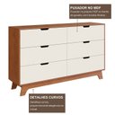 Ver imagem 6 de Cômoda para Quarto 6 Gavetas MDF Alice Yescasa Marrom/Off White/Castanho