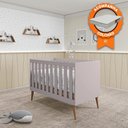 Ver imagem 1 de Berço Mini Cama Móveis Estrela Ternura - Rosa Wood + Colchão Baby Light Ortobom