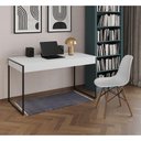 Ver imagem 1 de Mesa de Escritório Industrial Malta Branca 137x53cm Base Ferro Preto com 1 Cadeira Branca Eames