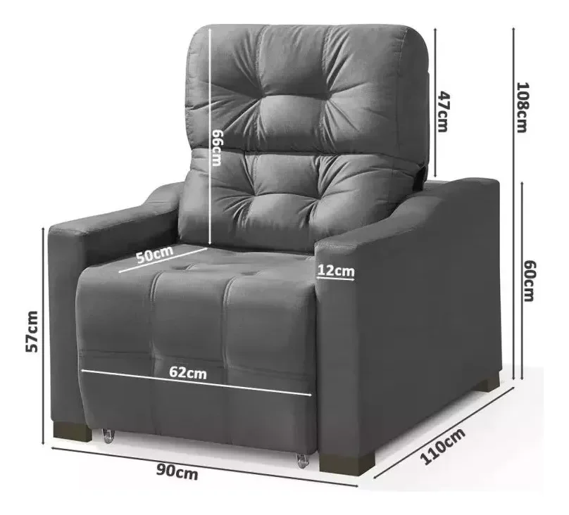 Cadeira do Papai Reclinável Retrátil Grande Cinza - 4