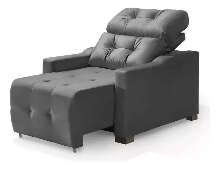 Cadeira do Papai Reclinável Retrátil Grande Cinza - 2