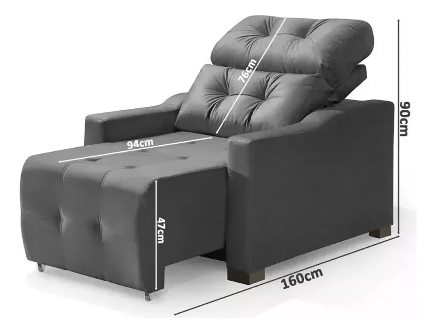 Ver imagem 3 de Cadeira do Papai Reclinável Retrátil Grande Cinza