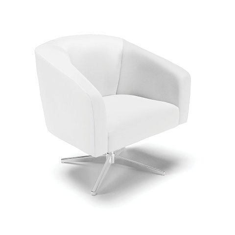 Poltrona Giratória Stella Corino Branco Base Cromada - D’Rossi