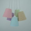 Ver imagem 2 de Lustre Pendente Cacho Frufru Fios Coloridos