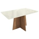 Ver imagem 1 de Mesa P/ Cozinha Lótus C/ Tampo Madeirado C/ Vidro 160x90cm Freijó/off White - Kappesberg