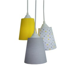 Lustre Pendente Infantil Geométrico Amarelo e Cinza - 1