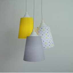 Lustre Pendente Infantil Geométrico Amarelo e Cinza - 3