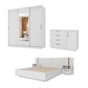 Ver imagem 2 de Kit Guarda Roupas 3 Portas, Cama Queen e Complementos de Quarto Araçá CabeCasa MadeiraOriginals Branco
