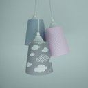 Ver imagem 2 de Lustre Pendente Infantil Nuvens Cinza e Rosa