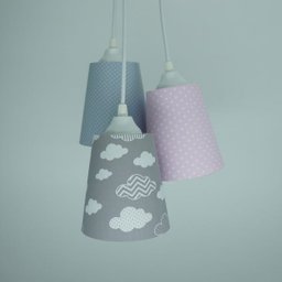 Lustre Pendente Infantil Nuvens Cinza e Rosa - 2