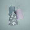 Lustre Pendente Infantil Nuvens Cinza e Rosa - 2