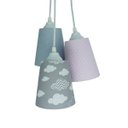 Ver imagem 1 de Lustre Pendente Infantil Nuvens Cinza e Rosa