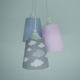Lustre Pendente Infantil Nuvens Cinza e Rosa - 3