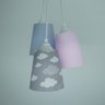 Lustre Pendente Infantil Nuvens Cinza e Rosa - 3