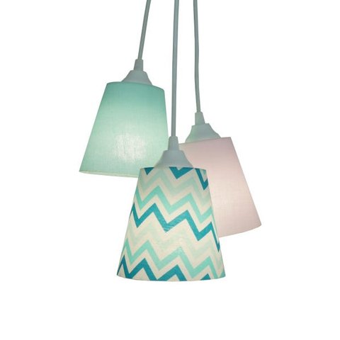 Lustre Pendente Quarto De Menina Cor De Rosa e Verde Água