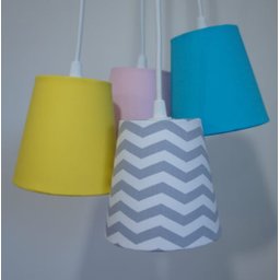 Lustre Pendente Cacho Bebê Rosa, Cinza, Azul e Amarelo - 3