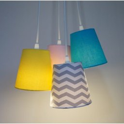 Lustre Pendente Cacho Bebê Rosa, Cinza, Azul e Amarelo - 2